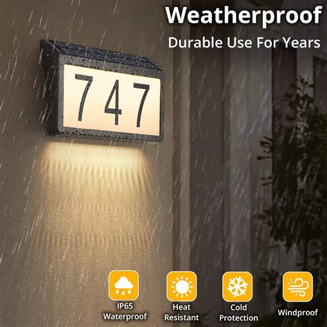 Buy Solar Powered Address Sign House Numbers Waterproof, 3 Lighting ...