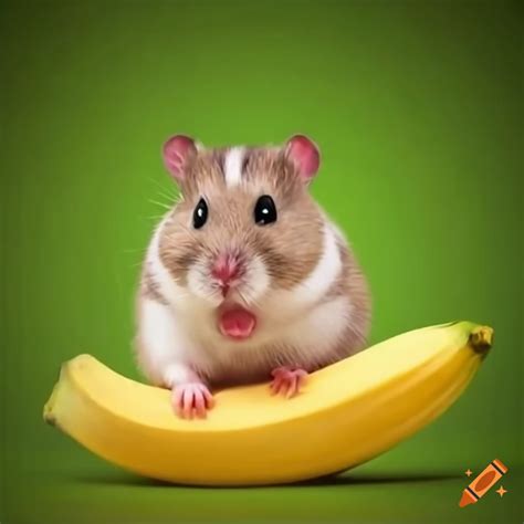 Cute hamster eating a banana