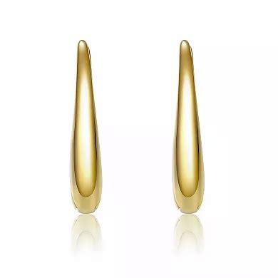 14k Gold Plated Oval Raindrop Hoop Earrings