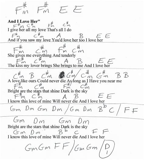 And I Love Her Chords Kurt Cobain