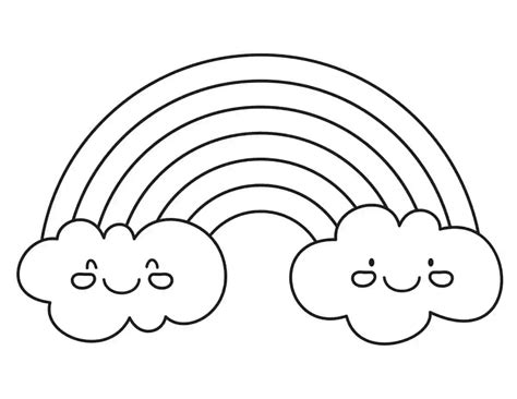 Basic Cute Rainbow coloring page - Download, Print or Color Online for Free