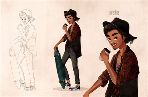 Character Design Illustration Hipster By Yelyzaveta 3 - Full Image