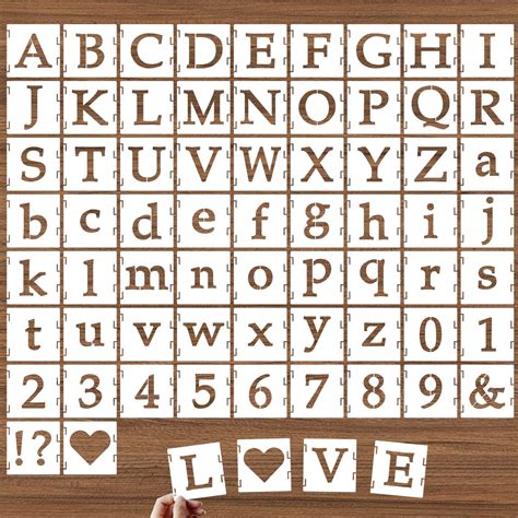 2 Inch Alphabet Letter Stencils 65 Pcs Reusable Plastic Letter ...