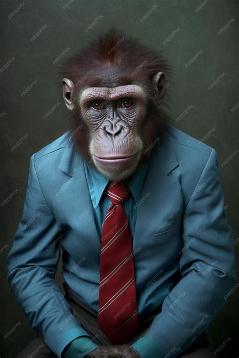 Premium Photo | A monkey in a suit with a red tie