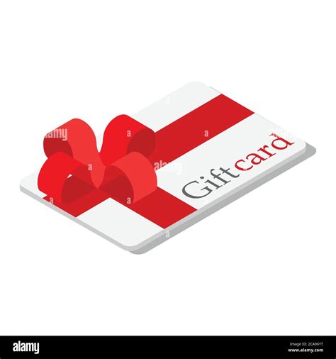 Gift Card With Red Bow And Ribbon. Vector Illustration. Gift Or Credit ...