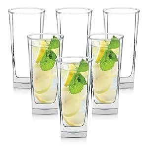 Buy WRINGO Premium Juice Glasses 300 ML Drinking Glasses, Highball Lead ...