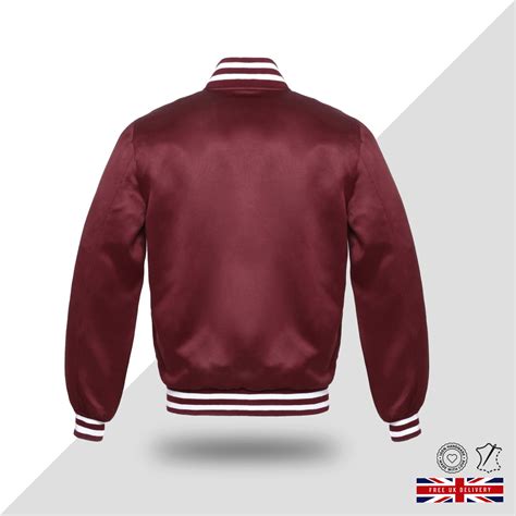 MAROON/WHITE SATIN VARSITY JACKET – Premium Quality Custom Varsity ...