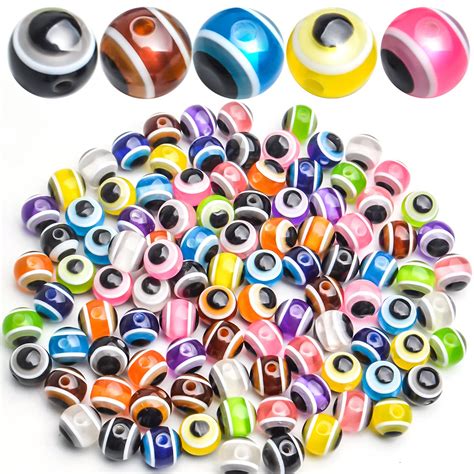 Evil Eye Beads,100pcs 10mm Round Evil Eye Spacer Beads Mixed Colored ...