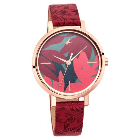 Buy Online Fastrack Paint Me Quartz Analog Maroon Dial Leather Strap ...