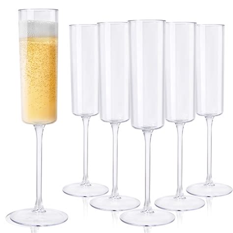 Snapklik.com : 24 Pack Plastic Champagne Flutes - Clear 6 Oz Disposable ...