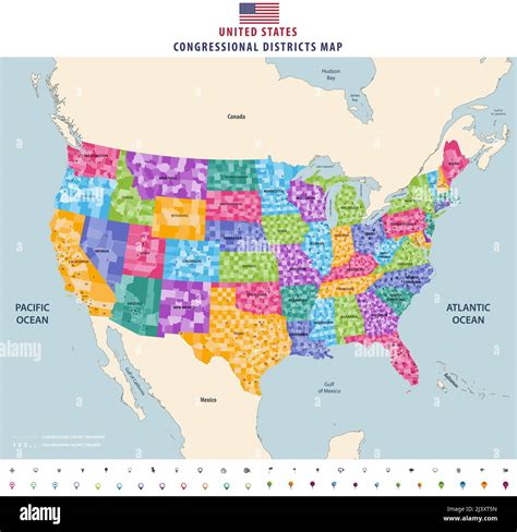 United States congressional districts map. High detailed vector ...
