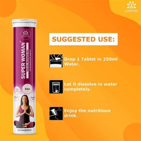 ULTRAVEDA Super Woman Effervescent tab with Iron Folic Acid Zinc ...