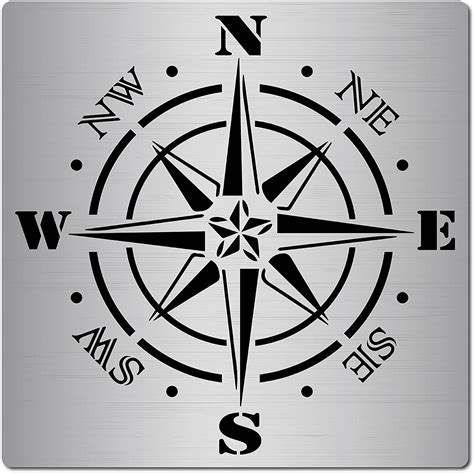 6.3 Inch Metal Compass Rose Stencil Stainless Steel Painting Reusable ...