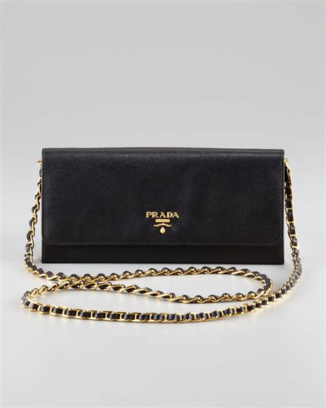 saffiano and leather wallet with shoulder strap