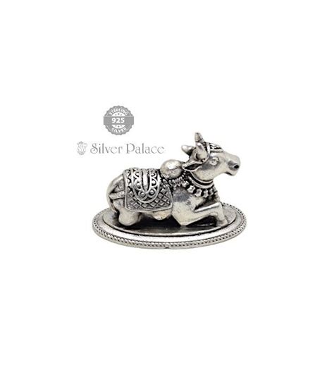 Pure Silver Nandhi Statue Idol For Pooja - Silver Palace