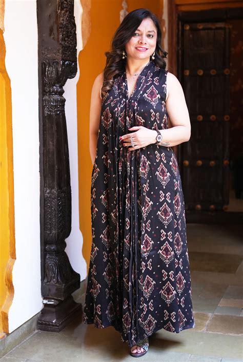 Elegant Modal Dress with Ikat Block (Sleeves On Request) – Naksh For You