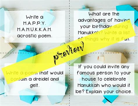 Hanukkah writing prompts | Hanukkah activities for middle school