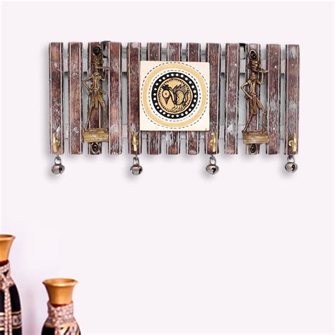 ExclusiveLane Dhokra & Warli Work Key Holder In Brown - Keychain ...