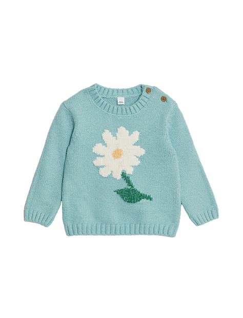 Buy Cotton Rich Floral Jumper (0-3 Yrs) at Marks & Spencer