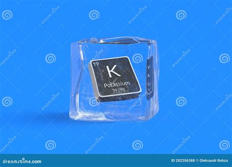 Potassium K Chemical Element of Periodic Table in Ice Cube. Symbol of Chemistry Element Stock ...