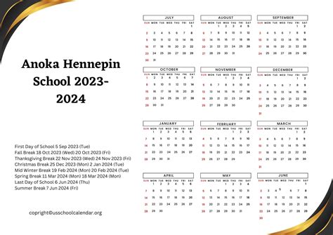 Anoka Hennepin School District Calendar - US School Calendar