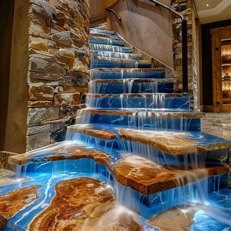 Fluid Grandeur: Unveiling Striking Epoxy Waterfall Staircases