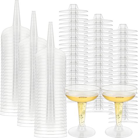 Amazon.com | FVIEXE 100 Pack Plastic Champagne Coupe Glasses ...