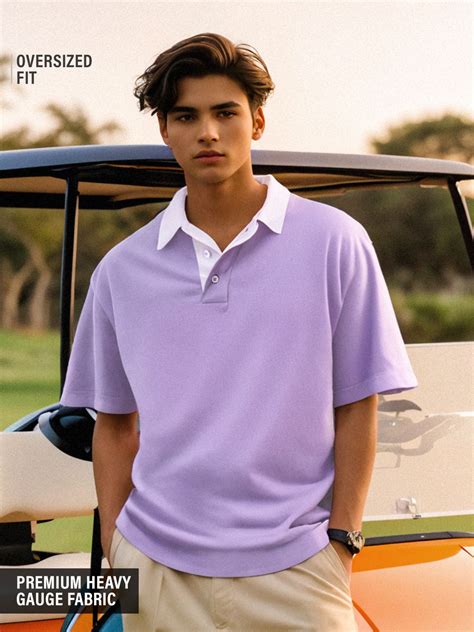 Buy Solids: Light Purple Oversized Polos T-Shirts Online