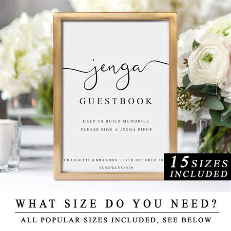 Jenga Guestbook Wedding Sign Template DIY Jenga Guest Book | Etsy