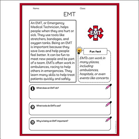 EMT | Reading Passage Comprehension Questions Writing Facts Worksheet ...