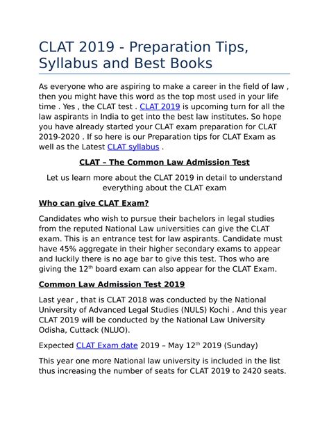 CLAT 2019 Exam Details | PDF