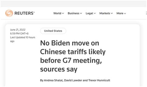 拜登回应是否取消对华产品加征关税后 外媒：G7峰会前不太可能决定_大宗商品交易平台