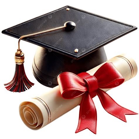 A Graduation Cap And Diploma Tied With Red Ribbon On White, A Graduation Cap And Diploma Tied ...