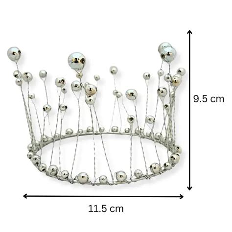 Silver Pearl Crown Cake Topper