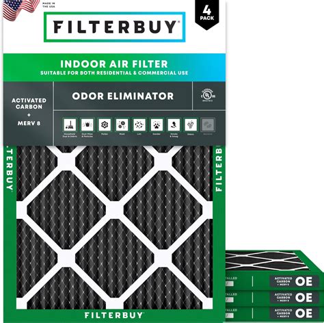 Filterbuy 20x23x1 Air Filter MERV 8 Odor Eliminator (4-Pack), Pleated ...