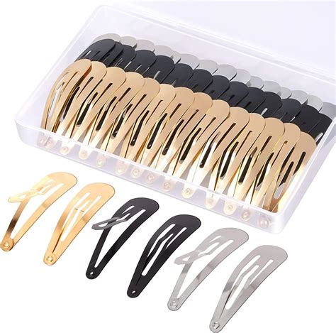 Amazon.com : 60 Pcs Snap Hair Clips with Storage Box, 2 Inch No Slip ...