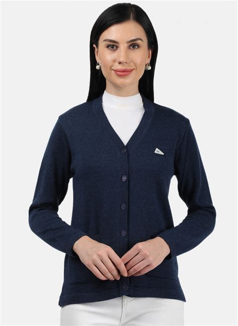 Buy Women Navy Blue Solid Cardigan Online in India - Monte Carlo