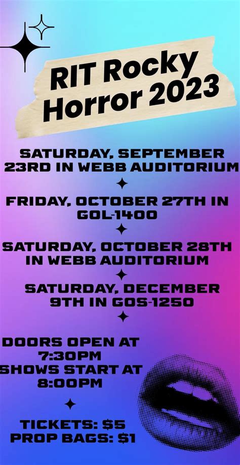 The schedule for RIT Rocky Horror this semester! Feel free to comment ...