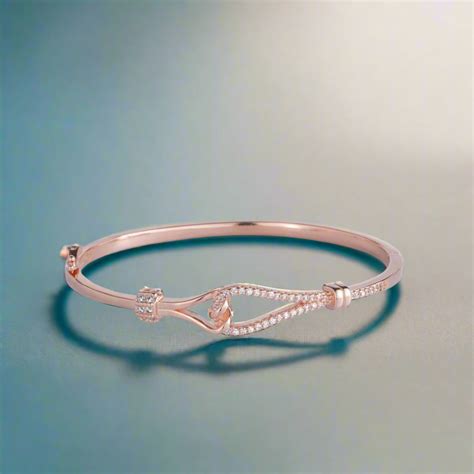 CZ Rose Gold Plated 925 Sterling Silver Kada Bracelet – Zavya