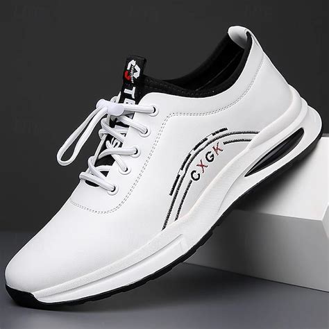 Men's White Athletic Sneakers with Arch Support – Lightweight Casual ...