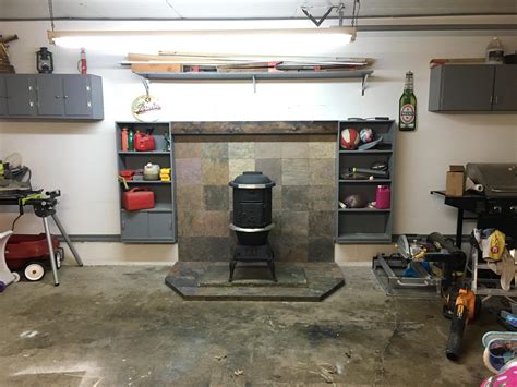 Wood burner install project in my garage. Don’t mind the messy garage ...