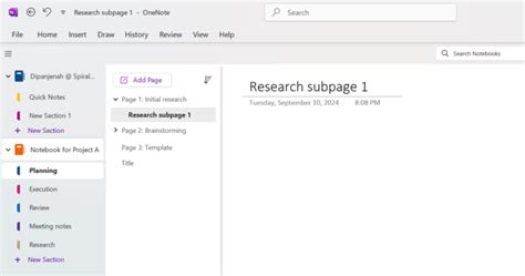 Image result for OneNote Sub Page
