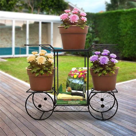 FUFU HANDICRAFT 6-Tier Cart Planter Stand, Outdoor Flower Rack Flower ...