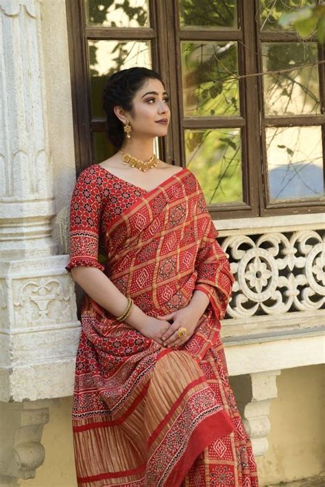 Ajrakh Print Designer Saree