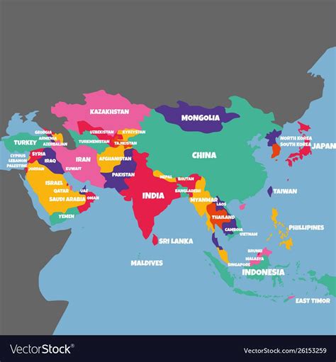 Asia Map with Countries Names: Detailed & Interactive