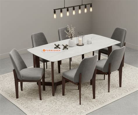 Vetra 6 Seater Indian Marble Top Dining Table – Furnishka