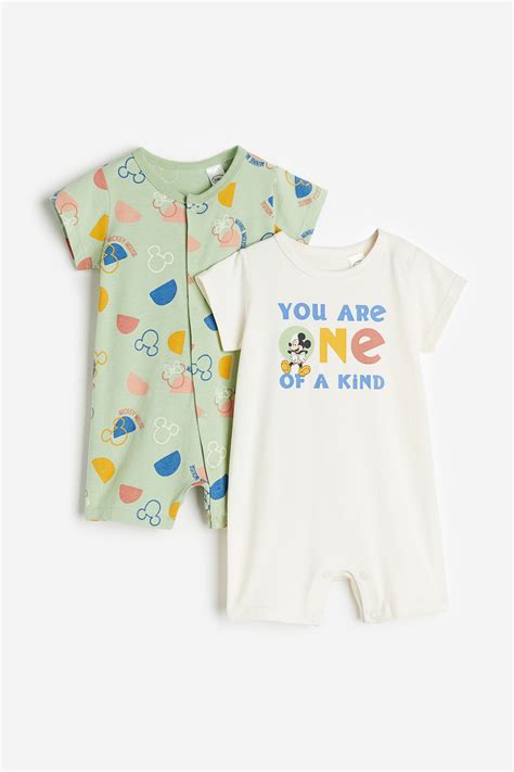 2-pack printed pyjamas - Light green/Mickey Mouse - Kids | H&M IN