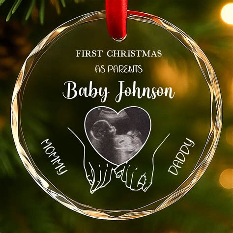 Custom Baby Sonogram Christmas Ornament, Personalized Mommy Daddy to be Gifts