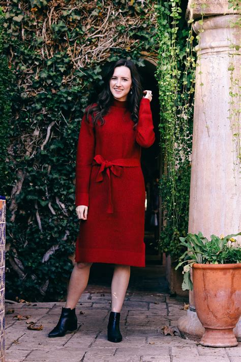 Bright red sweater dress online