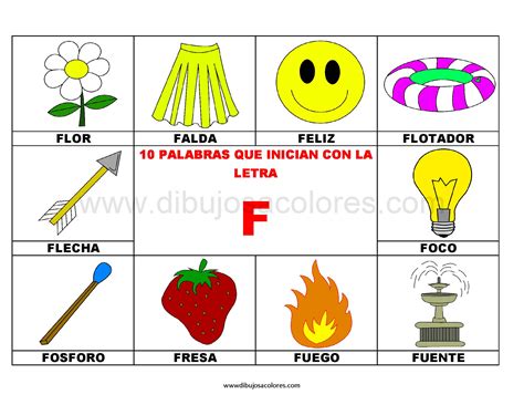 10 palabras u objetos que inician con la letra F
